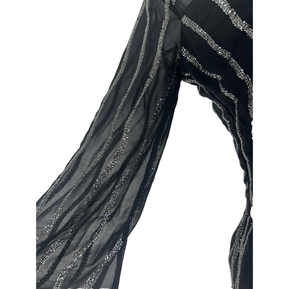 Castle Core Fairy Goth Bell Sl Abercrombie &‎ Finch Black & sequin romper Sz 00 - Picture 5 of 10